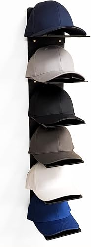 OnDisplay Exhibidor acrílico de lujo para gorras, organizador de gorra de béisbol montado en la pared (negro mat