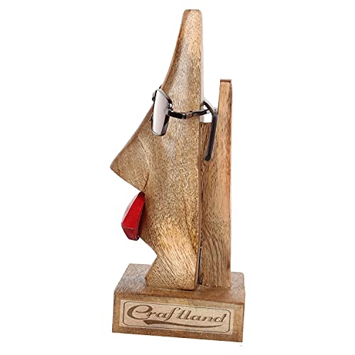 Image of Craftland Wood Nose Red Lips Shaped Eyeglass Holder Stand, 2.3 x 2.3 x 6 Inches, Brown