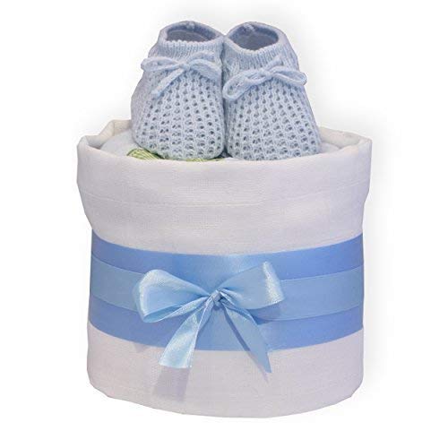 Baby Nappy Cake Gift Baby Shower, Maternity Leave Present, Birth Gift (Blue)