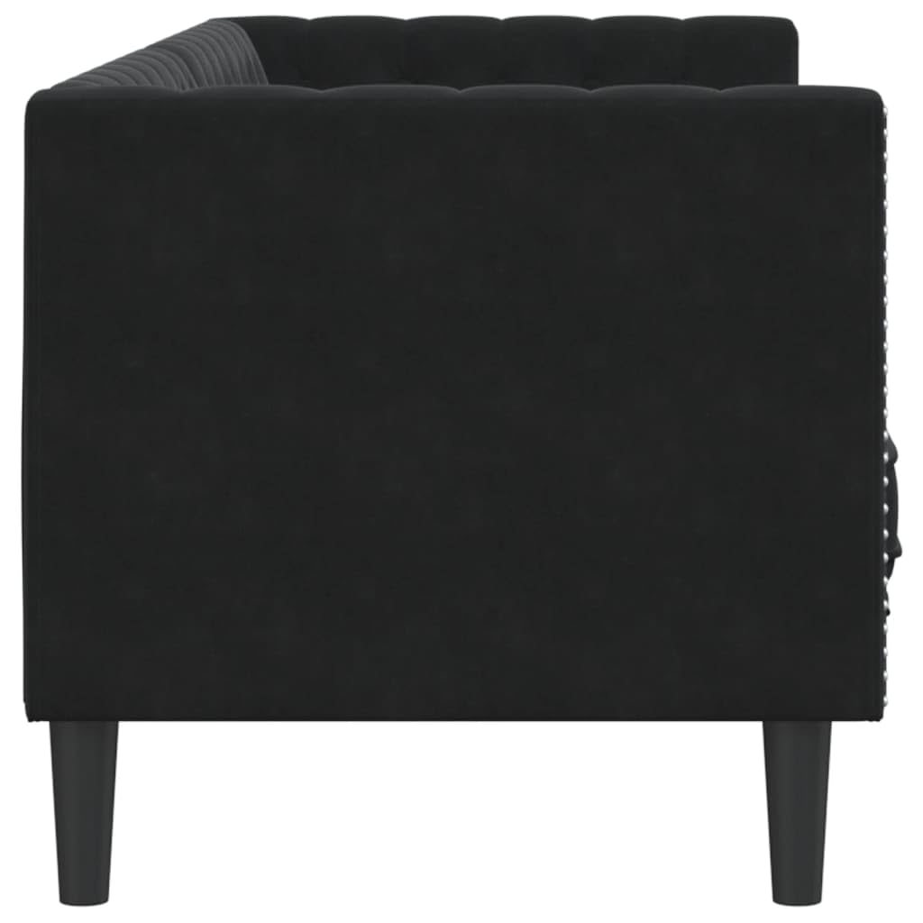 vidaXL Divano Chesterfield con Rinforzi 3 Posti Nero in Velluto