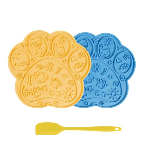Wfciosdv Lick Mat for Dogs & Cats, 2 Pack with Suction Cups, Anxiety Relief, Peanut Butter Licking Pad, Boredom Reducer