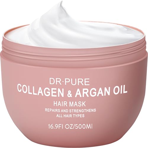Collagen Hair Mask for Damaged Hair: Keratin Hair Treatment with Argan Oil for Deep Repair & Conditioning Dry Curly Bleached Hair All Types 500ml