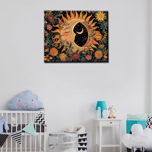 Burning Sun Painting Picture, 16x20inch, for Home Decor by Tucocoo