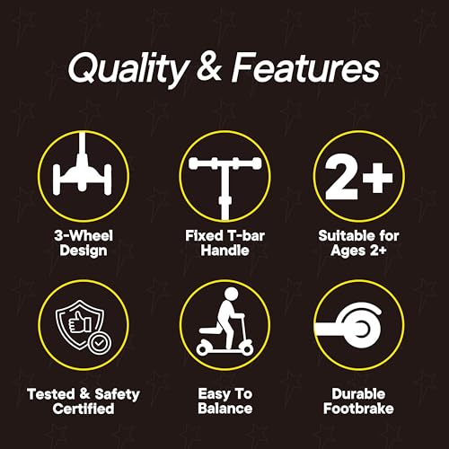 3 Wheel Scooter for Kids, Smooth Light Up LED Front Wheels, Wide Anti Slip Deck, Rear Foot Brake, Easy Lean to Steer Maneuvering, Indoor & Outdoor Ride On Toys for Ages 2 Up, Fire Theme Color by Scooter Stars - Image 5