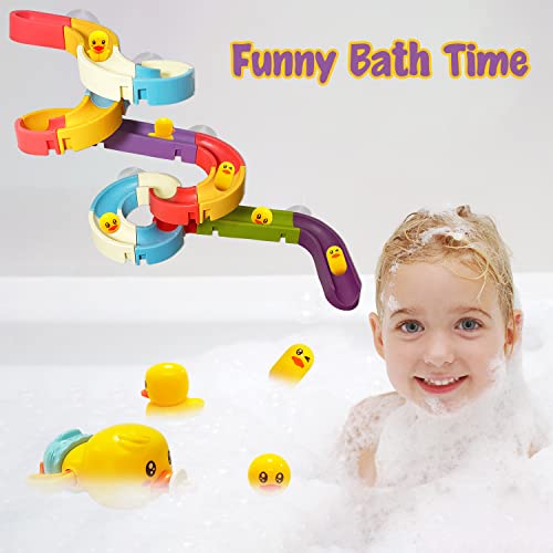 Bath Toys For Kids Ages 4-8, Wall Bathtub Toy Slide For Toddlers 3 4 5 6 Years, Baby Bath Toys With Wind-Up Duck, 35 Pcs Slide Shower Tracks Water Toys Gifts For Boys Girls #TOP1