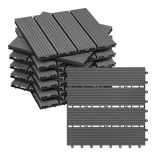 WOLTU Terrassenfliesen für Außen Terrasse Balkon, WPC Fliesen in...
