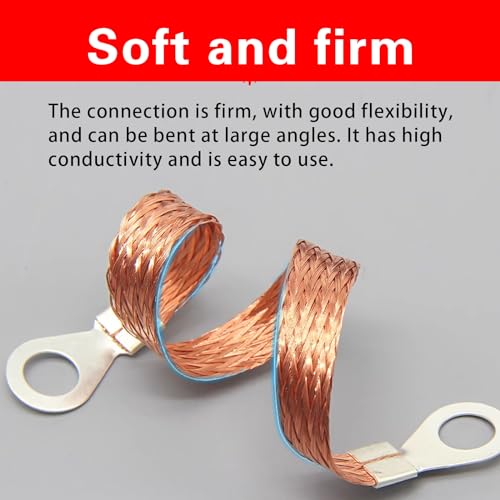 GKmow 5 PCS Automotive Engine Grounding Strap, Flexible Tensile-Resistant Copper Braided Distribution Box Bridge Jumper, Car Multi-Purpose Heavy-Duty Accessories, Suitable for Most Models (Gold)