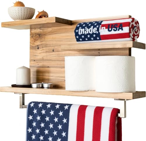 Straga Rustic Wall Mounted Bathroom Shelves - 23" Hardwood Shelf