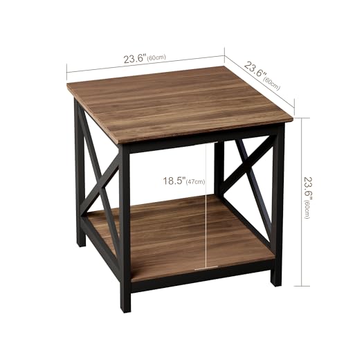 Image of ChooChoo End Tables Set of 2, 24 Inch End Table with 2-Tier Storage Shelf
