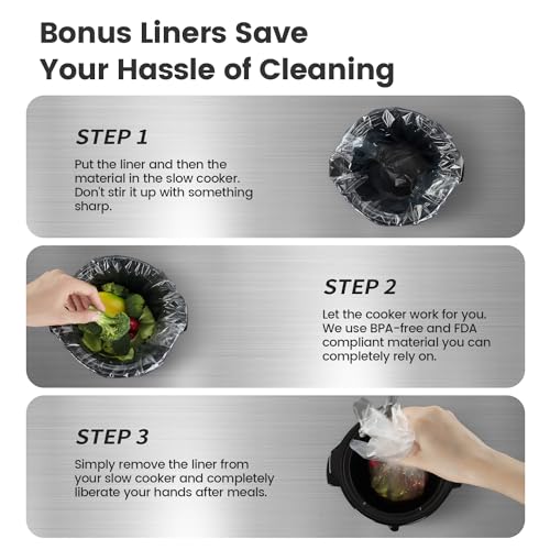 image for KOOC Small Slow Cooker, 2 Quart, Free Liners Included for Easy Clean-u