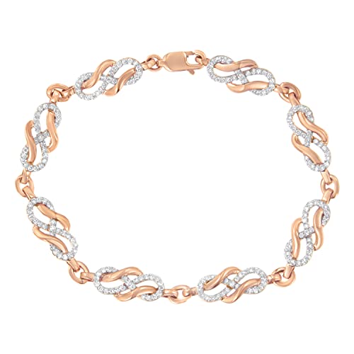 Haus of Brilliance 10K Rose Gold 1.0 Cttw Diamond Infinity Loop and Swirl Link Bracelet (I-J Color, I2-I3 Clarity) - 7.25" Inches