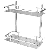 Aramox Scaffale da Bagno Scaffale da Doccia in Alluminio 32 X 14,5 X 34,5 Cm Cestello Portaoggetti a Due Livelli Organizzatore Montato a Vite per Bagno Camera da Letto