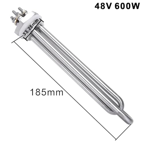DERNORD Heizelement 48V 600W 1 Zoll DN25 BSP Heizstab Edelstahlflansch with Silikonring Doppel U Typ