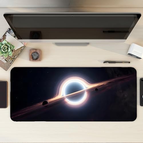 Image of Black Hole Combo XL Extended Gaming Mouse Pad | XXL Large Desk Mat 60x30cm for Laptop & PC | Non-Slip Rubber Base, Waterproof, Durable & Smooth Surface | Office, Gaming & Study, asthetic