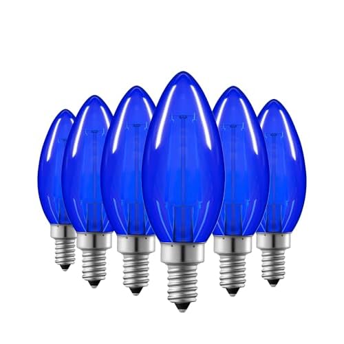 EDISHINE E12 LED Candelabra Bulb, 5W Equivalent 60W 2700K 500LM Warm Light, Dimmable Chandelier Light Bulbs, LED Candle Light Bulbs for Ceiling Fan, Dining Room, Christmas Decor UL Listed, 6