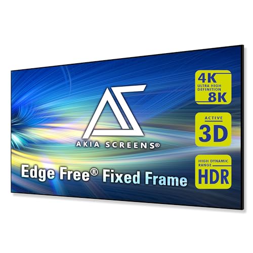 Image of Akia Screens 145 Inch Edge Free Fixed Frame Projector Screen 16:9 8K 4K Ultra HD 3D Ready CINEWHITE UHD-B 1.3 Gain Wall Mounted Indoor Home Theater Screen for Projector - AK-NB145H.