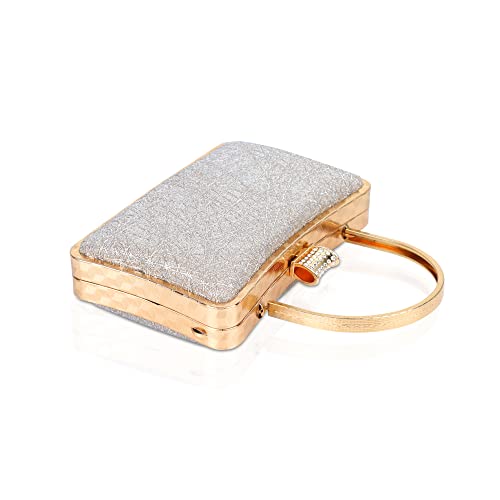 Image of NFI essentials Glitter Clutch for Women's Evening Handbags for Bridal Wedding Silver