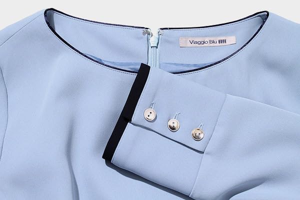 【Viaggio Blu】【未使用品】パイピングフレアワンピース ビアッジョブルー Viaggio Blu 配色パイピングフレアワンピース