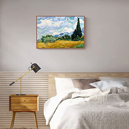 Gentle Deer Wall Art Frame Canvas Prints Of Wheat Field With Cypresses By Vincent Van Gogh Classic Oil Painting Style Reproduction Abstract Artwork Museum Quality For Home Decor #TOP2