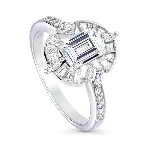 Vintage Art Deco Emerald Cut Cocktail Ring Sterling Silver