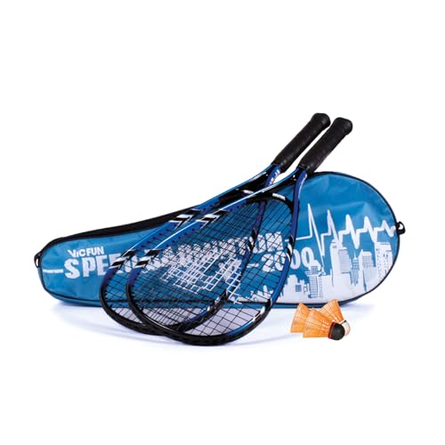 VICFUN Speed Badminton Set 2000 blau inkl. 3 windstabilen Shock-Bällen