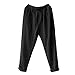 Pantalones harén para mujer de lino, holgados, largos, de pernera ancha, elegantes, para el tiempo libre, para verano, holgados, de lino, cómodos, sueltos, de tela, Negro , XXXXL