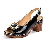 CSRZPMG Block Heel Sandals for Women 2026 Summer Peep Toe Slingback Chunky Heeled Rome Sandal Casual Breathable Comfortable Ankle Straps Buckle Wedges Pumps Shoes