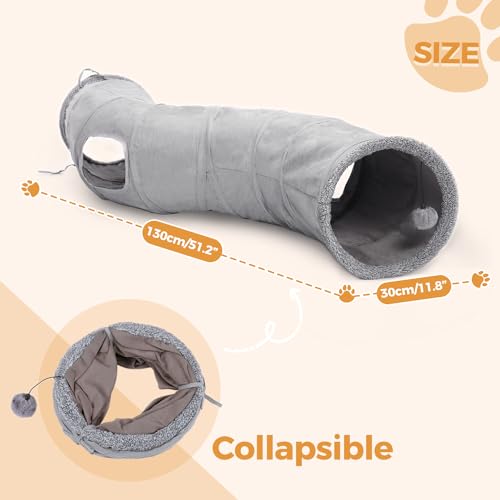 Image of PAWZ Road Cat Tunnel Collapsible S Shape Cat Tunnels for Indoor Cats Cat Play Tube 51 Inches Long 10.5 Inches in Diameter