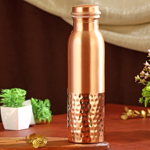Image of CROCKERY WALA & COMPANY Pure Copper Bottle (Vintage Half Hammer) ,1 L