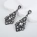 Denifery Women's Fashion Crystal Teardrop Statement Earrings Bohemian Rhinestone Earrings Drop Chandelier Earrings for Wedding Prom Fashion Jewelry (Black)
