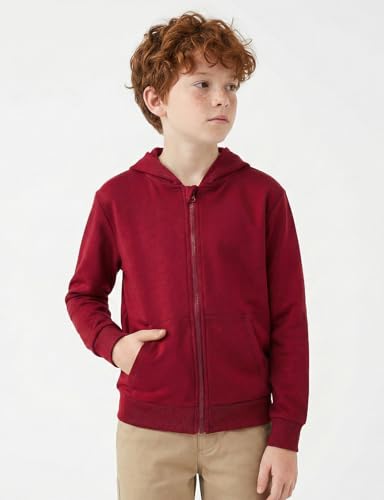 Image of Spring&Gege Boys Zip up Hoodie Soft Solid Classic Full Zip Hooded Sweatshirts for Kids (3-14 Years)