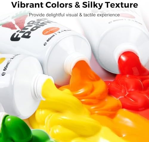 Jar Melo Washable Finger Paints for Toddlers, 10 Colors Large Capacity (2.1fl oz), Non Toxic Baby Paint for Hand and Feet, Safe Art Supplies, Preschool Learning Gifts for Kids Age 2+ — view 3