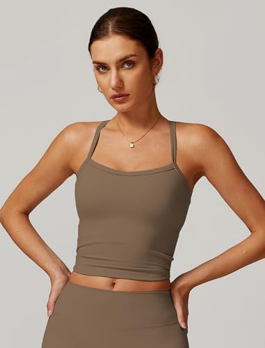 Image of QBGJTD Womens Longline Sports Bras Cross Back Active Gym Yoga Padded Workout Crop Tank Top with Built in Bra