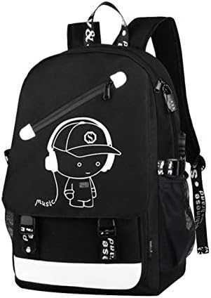 Heilsa Cute Laptop Backpack, Large Luminous Travel Waterproof Laptop Backpack with USB Charging Port, Slim School Notebook Bag for Women & Men