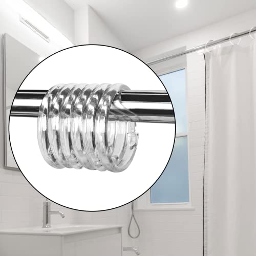 12Pcs Premium Plastic Shower Curtain Rings Shower Curtain Hooks Gliding On Standard Shower Rods Easy Snap Closure (Clear, O Shape) #TOP7