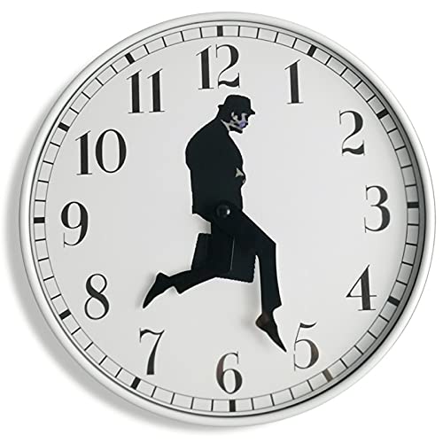 ANKRIN Ministry of Silly Walks Uhr, Silly Walk Wanduhr, eine originelle Wanduhr für Wohnzimmerdeko, Schlafzimmer, Küche, ausgefallene Wohndeko und Geschenkidee (Weiß)
