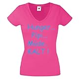 Hunger PIPI Müde KALT- V Neck Damen T-Shirt Gr S -XXL