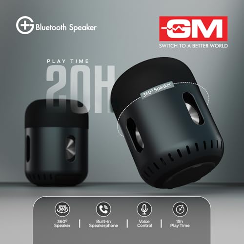 Image of GM G+ Bluetooth Speaker with Powerful 60W Output Smart Touch Panel, 20H Playtime, TWS Tandem, 3 EQ and 8 Radiators for Supreme Sound with 360 Degree coverage, Smart Portable Wireless Bluetooth Speaker