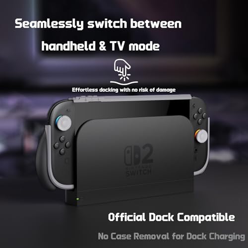 Image of PlayVital for Switch 2 Beyond-Grip Dockable Case, Interchangeable FPS /Omni Ergonomic Grips + Military-Grade Drop Protective Cover + 2 Joystick Caps for Nintendo Switch 2 (New Hope Gray)
