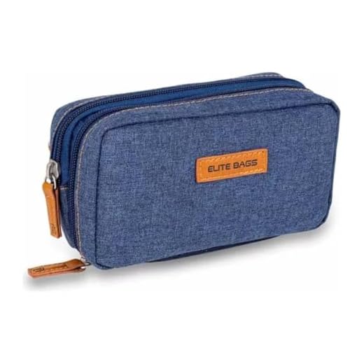 foto-kontor Tasche für Insulinspritzen und Zubehör Reisetasche Schutzhülle Schwarz 6 Elite Bags Kühlbeutel für Diabetiker, Farbe: Dunkler Jeansstoff, für Insulinpen und Blutzuckermessgerät
