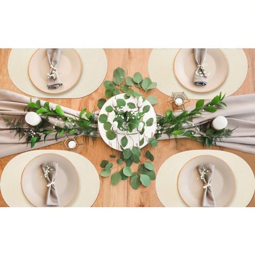 AHHFSMEI Placemats Set of 4 for Dining Table Washable Woven Non-Slip 18x12 inches Placemat Heat-Resistant Durable Table Mats for Dining Table Easy to Clean (Oval Beige, 4) by AHHFSMEI - Used condition - Image 7