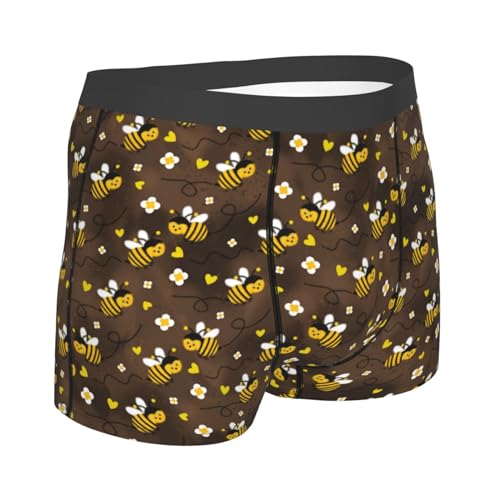 Flying Furry Honey Bees Mens Boxer Briefs Poly Spandex Boxer Briefs Underwear-3