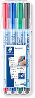 STAEDTLER Pisak do folii Lumocolor Correctable, do korekcji na sucho, końcówka F szerokość linii ok. 0,6 mm, wysoka jakość Made in Germany, zestaw 4 kolorów, 305F WP4-1, 4 sztuki (1 opakowanie)