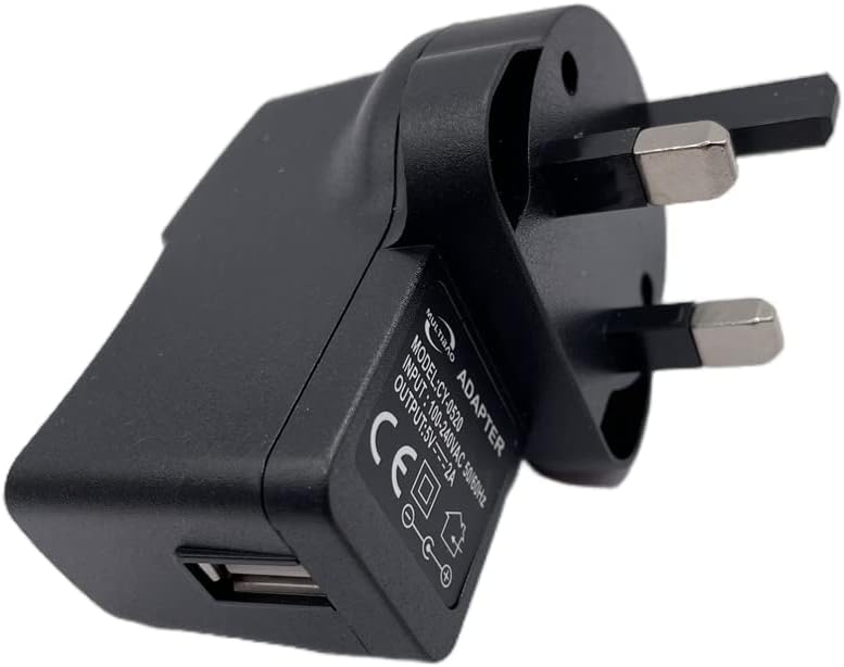 Multibao UK Mains Charger, 5V 2A 3 Pin USB Plug Power Adapter for Tablet, Ebook Reader, USB Fan, Mirror Lights