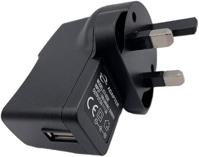 Multibao USB Power Adapter, UK Mains Charger, 5V 2A USB Plug, 5V 2A UK 3 Pin USB Charger Wall Plug Power Adapter for Tablet PC Ebook Reader, USB Fan, Mirror Lights