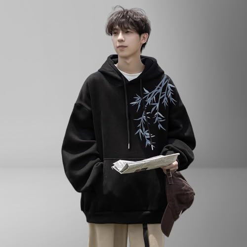 Sweat à capuche chaud style chinois coupe ample pour homme en hiver