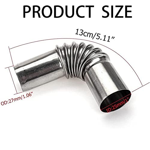 25mm Air Parking Heater Exhaust Pipe Tube Elbow Connector Stainless Steel Windproof Cap Gas Water Heater with 2 Connector for Diesel Boat Heater (Sliver 1)
