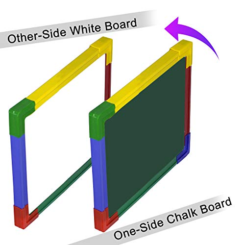 Image of DAHSHA 2 in 1 Double Sided White & Green Slate for Kids Double Side Slate Board with Colorful Aluminum Frame with Chalk (30 * 30 cm)