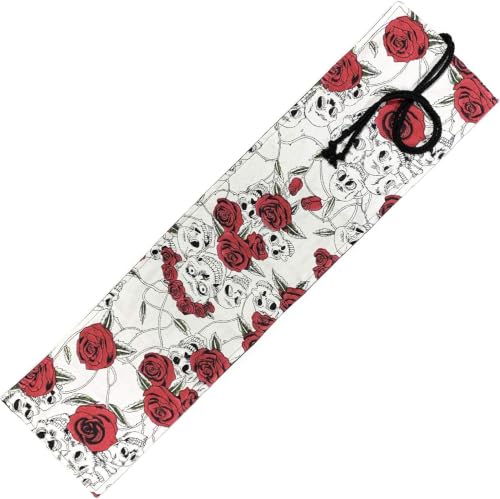 Image of Canvas Pencil Wrap Case, 48 Holes Colored Pencil Roll Holder Storage Pouch for Office (72 Holes, White 4)