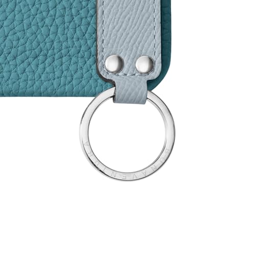 【ボナベンチュラ】 (for iPhone 17)ハンドル付き バックカバーケース シュリンクレザー [シアン × ブルーリン] スマホケース MagSafe対応 ヨーロッパ最高級レザー 本革 プレゼント BWHT17-BCBN